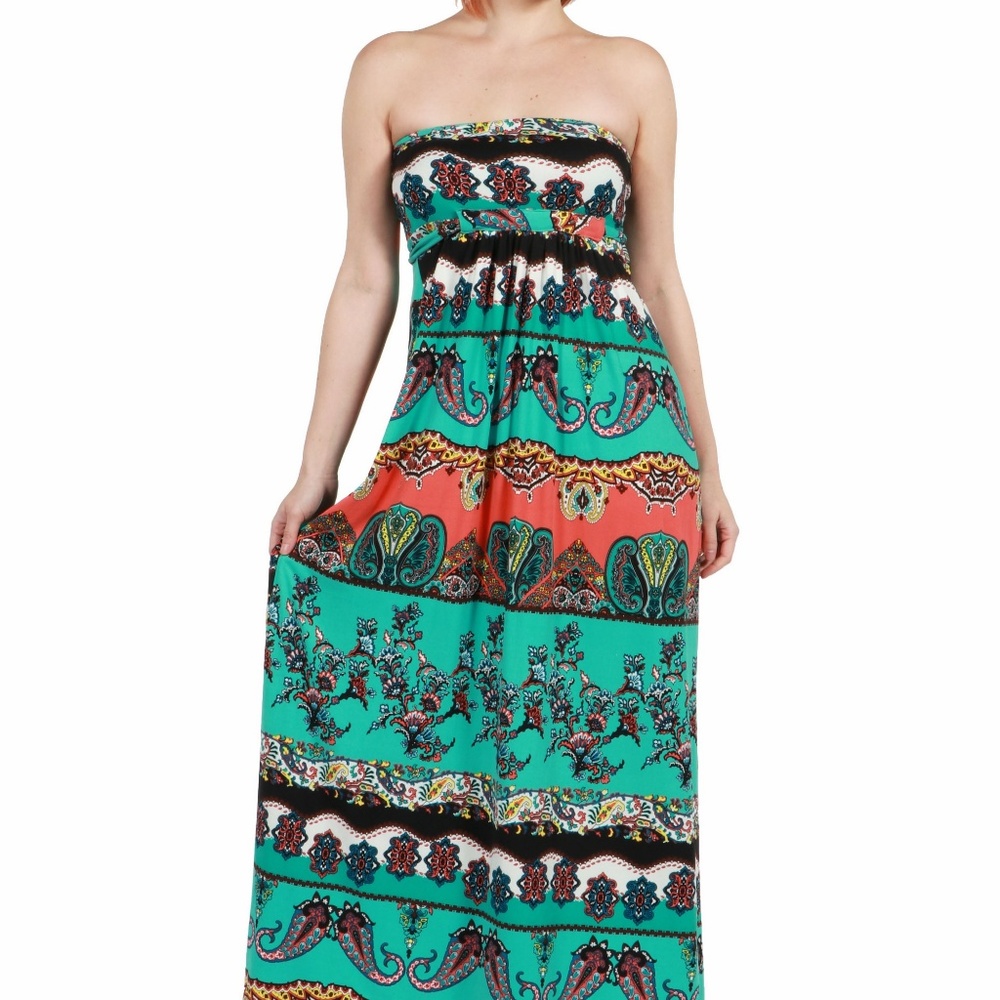 24Seven Comfort Apparel Bethany Strapless Maxi - Picture 3 of 5